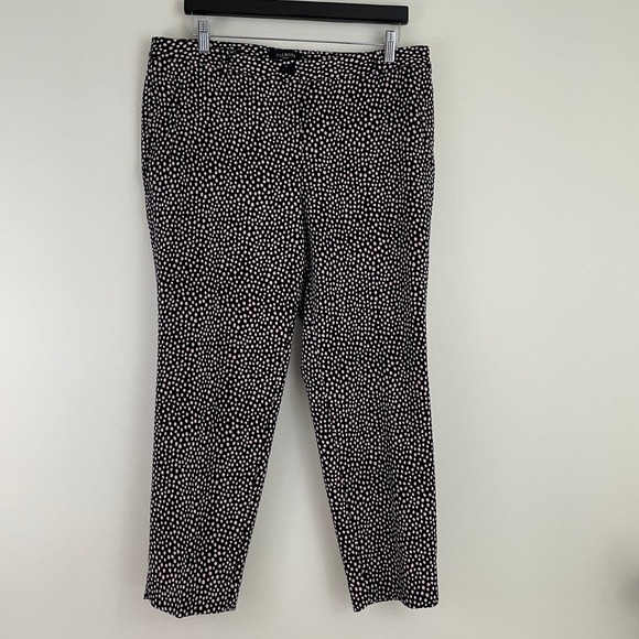 Talbots Petites Hampshire Ankle Pants Black Pink Dots Women's 14p Pre-owned - Picture 1 of 11